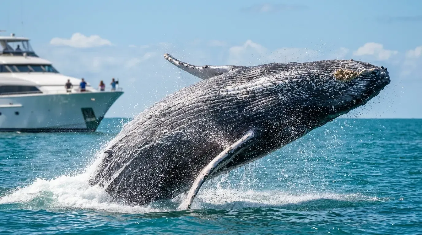 Humpback whale breaching in Cabo